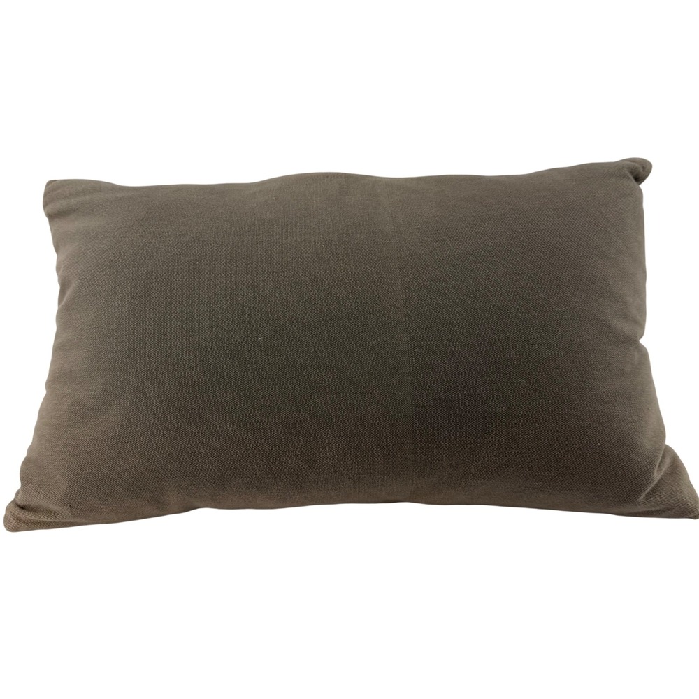 Lumbar Decorative Pillow 18x10 Taupe Paisley Jacobean Floral Crewel Embroidered - Picture 2 of 9